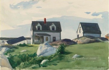  Hopper Lienzo - Casas de Squam Light Gloucester 1923 Edward Hopper